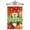 G128 Combo Pack Garden Flag Hanger 14IN & Garden Flag Christmas Welcome Gnome Printed 12x18IN Double Sided